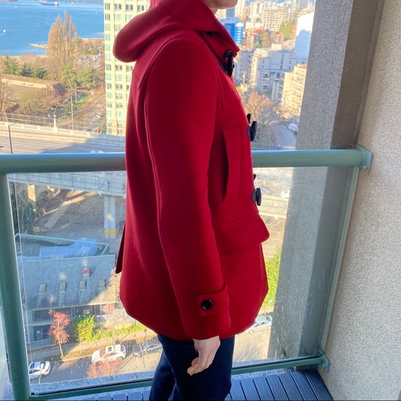 Burberry Brit Red Wool Toggle Coat - Picture 7 of 12